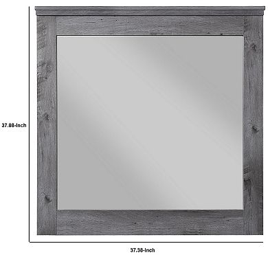 Traditional Wooden Wall Mirror with Rustic Style, Gray