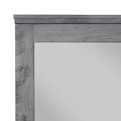 Traditional Wooden Wall Mirror with Rustic Style, Gray