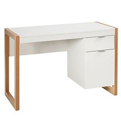 ODK 32 Inch Computer Desk with 2 Fabric Drawers, Home Office Desk Modern  Work Writing Study Desk, White