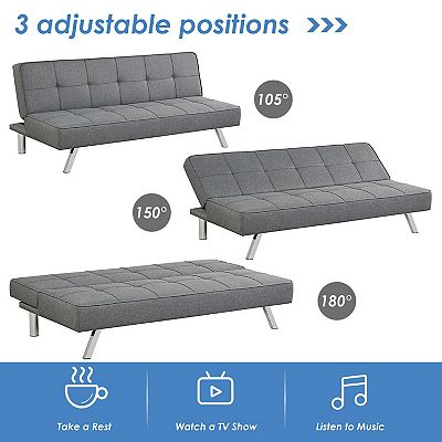3 Seat Convertible Sofa Bed with High Density Sponge for Living Room