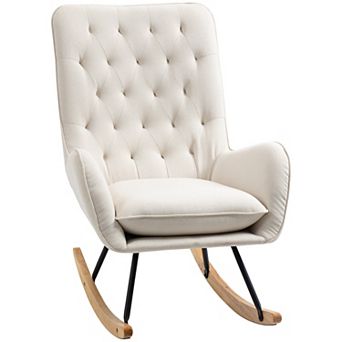 HOMCOM Traditional Rocking Armchair w/Tufted Back, & Thick Padding