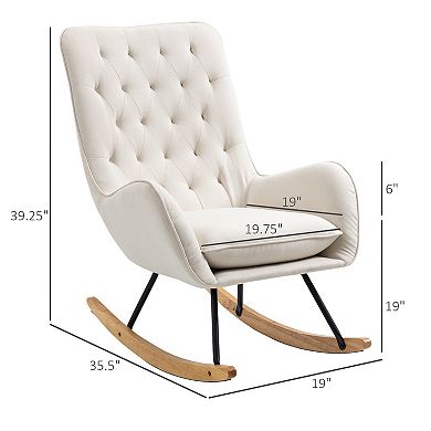 HOMCOM Traditional Rocking Armchair w/Tufted Back, & Thick Padding