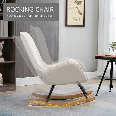 HOMCOM Traditional Rocking Armchair w/Tufted Back, & Thick Padding