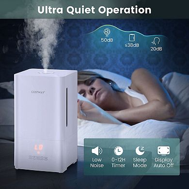 4L Ultrasonic Humidifier with Essential Oil Diffuser and 2 Mist Levels-White