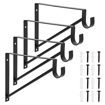 4 Pack Metal Closet Hanging Shelf Rod Bracket Holder And Support