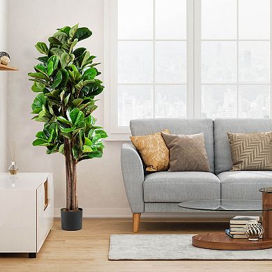 5 Feet Artificial Fiddle Leaf Fig Tree Decorative Planter