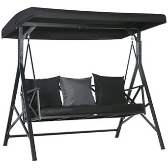 Outsunny 3-Seat Outdoor Porch Swing, Adjustable Canopy, Cushions