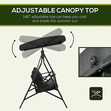 Outsunny 3-Seat Outdoor Porch Swing, Adjustable Canopy, Cushions