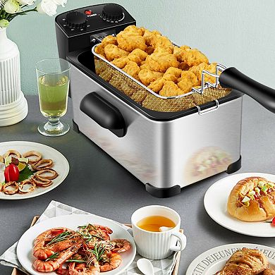 3.2 Quart Electric Stainless Steel Deep Fryer with Timer