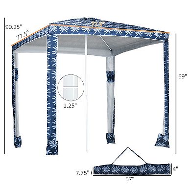 Outsunny 6.5ft Weighted Cabana Beach Umbrella w/ Sandbags, Carry Bag
