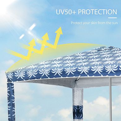Outsunny 6.5ft Weighted Cabana Beach Umbrella w/ Sandbags, Carry Bag