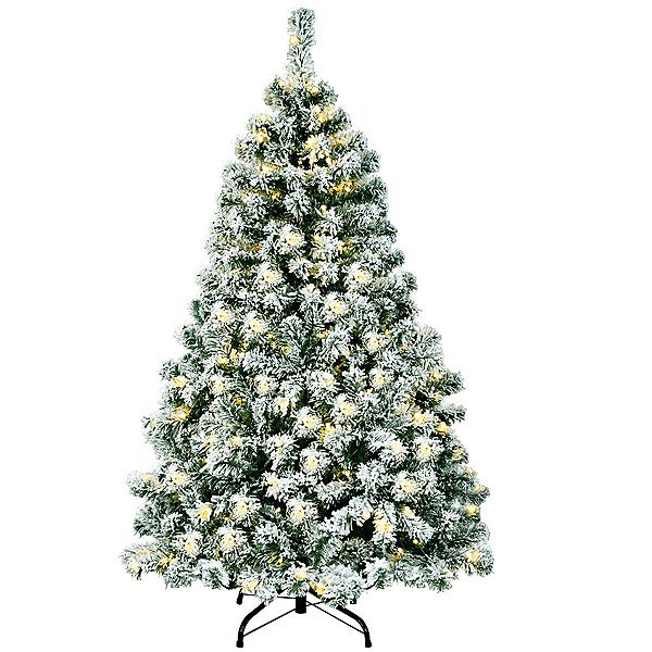 4.5 Feet PreLit Premium Snow Flocked Hinged Artificial Christmas Tree