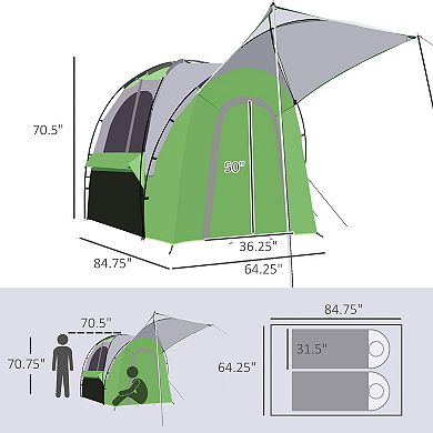 Outsunny Truck Bed Tent for 5'-5.5' Bed with Awning, Portable Pickup Truck Tent for 2-3 Persons, Green