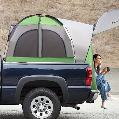 Outsunny Truck Bed Tent for 5'-5.5' Bed with Awning, Portable Pickup Truck Tent for 2-3 Persons, Green