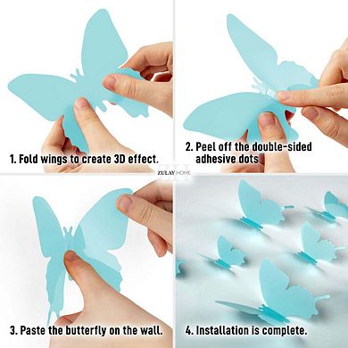 Zulay Home 3D Butterfly Wall Decor - 24pcs Butterfly Decor with 3 Wing Designs