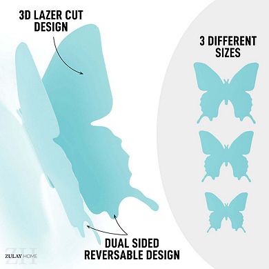 Zulay Home 3D Butterfly Wall Decor - 24pcs Butterfly Decor with 3 Wing Designs