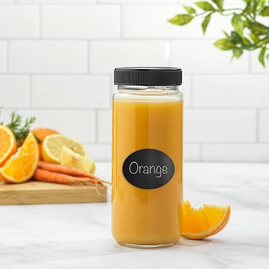 JoyJolt 8-Piece Reusable Glass Juice Bottles with Lids