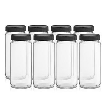 JoyJolt 8 pc Reusable Glass Juice Bottles with Lids