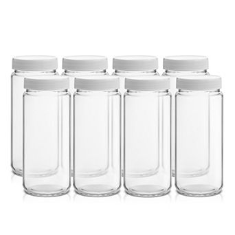JoyJolt 8 pc Reusable Glass Juice Bottles with Lids
