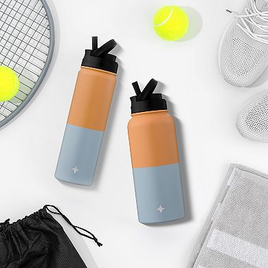 JoyJolt Triple Insulated 22-oz. Water Bottle with Flip Lid & Sport Straw Lid