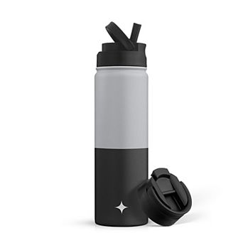 JoyJolt Triple Insulated 22-oz. Color Block Water Bottle with Flip Lid & Sport Straw Lid