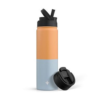 JoyJolt Triple Insulated 22-oz. Color Block Water Bottle with Flip Lid & Sport Straw Lid