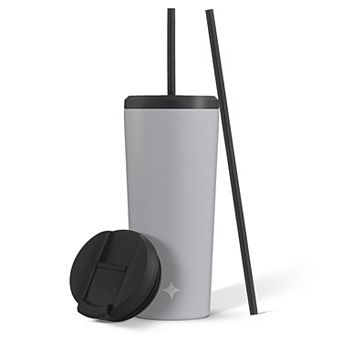JoyJolt Vacuum Insulated Tumbler with Flip Lid and Straw