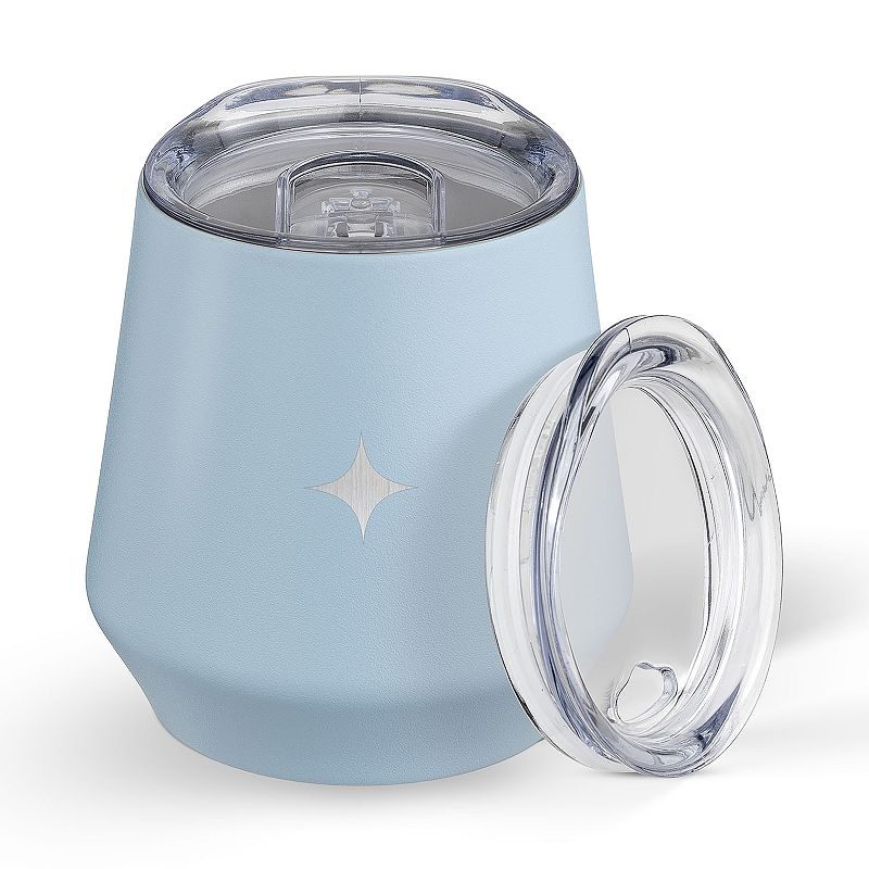 JoyJolt Vacuum Insulated Stemless Wine Tumbler with Lid, Blue