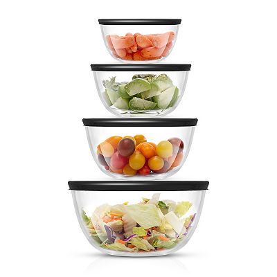JoyFul 4-Piece Glass Mixing Bowl With Lids Set