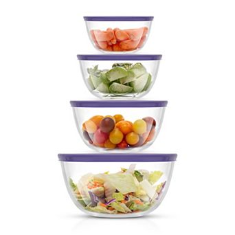 JoyFul 4 pc Glass Mixing Bowl With Lids Set