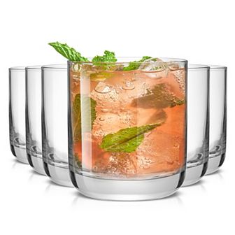 JoyJolt 6 pc Faye Double Old Fashioned Rock Whiskey Glasses