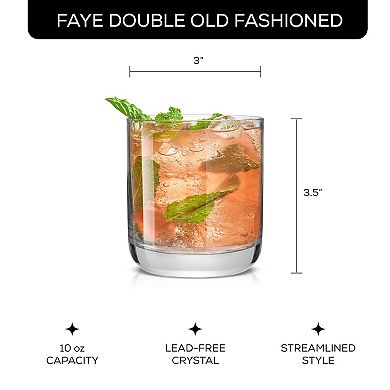 JoyJolt 6-Piece Faye Double Old Fashioned Rock Whiskey Glasses