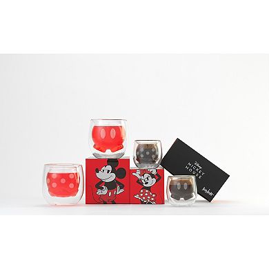 JoyJolt Disney Mickey Pants & Minnie Skirt Double Wall 2-piece Mug Set 