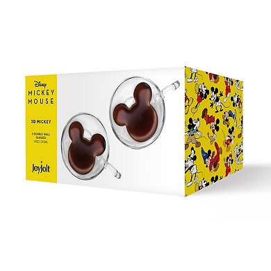 Disney's Mickey Mouse 2-Pack 3D Double Wall Coffee Tea Mugs by JoyJolt