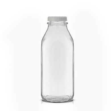 JoyJolt 3-Pack Reusable Glass Milk Bottle with Lid & Pourer