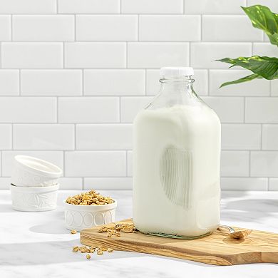JoyJolt 3-Pack 64-oz. Reusable Glass Milk Bottle with Lid & Pourer