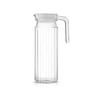 JoyJolt Beverage Serveware 40-oz. Glass Pitcher with Handle & 2 Lids
