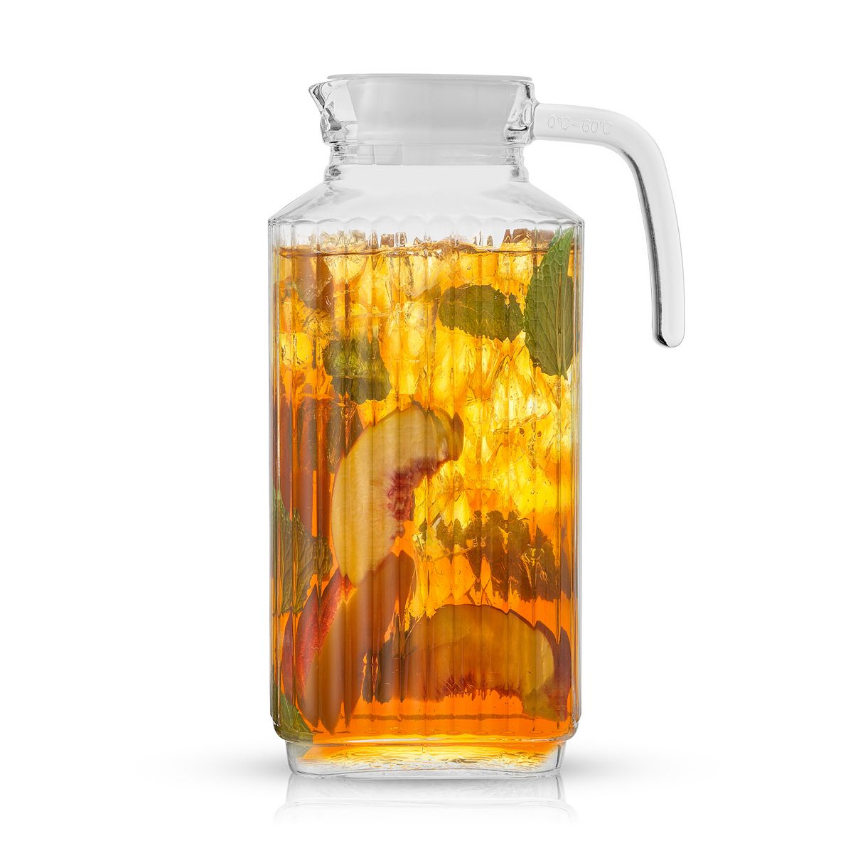 JoyJolt Beverage Serveware Glass Pitcher with Handle & 2 Lids