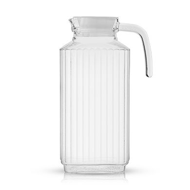 JoyJolt Beverage Serveware Glass Pitcher with Handle & 2 Lids