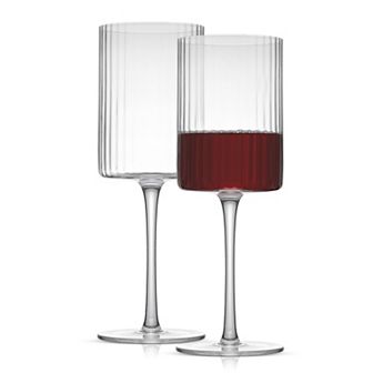 JoyJolt 2-Pack Elle Fluted Cylinder Red Wine Glasses