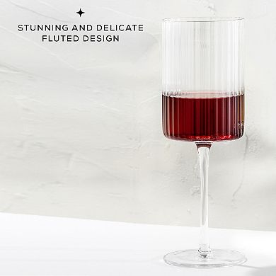 JoyJolt 2-Pack Elle Fluted Cylinder Red Wine Glasses