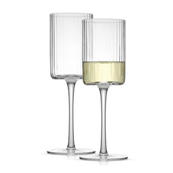 JoyJolt 2-Pack Elle Fluted Cylinder White Wine Glasses