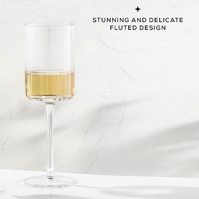 JoyJolt 2-Pack Elle Fluted Cylinder White Wine Glasses
