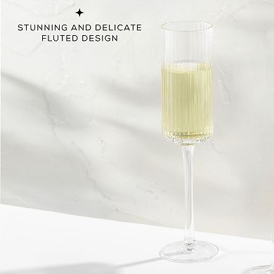 JoyJolt 2-Pack Elle Fluted Cylinder Champagne Glasses