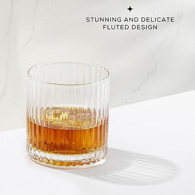 JoyJolt 2-Pack Elle Fluted Double Old Fashioned Whiskey Glasses