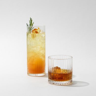 JoyJolt 2-Pack Elle Fluted Double Old Fashioned Whiskey Glasses
