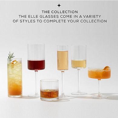 JoyJolt 2-Pack Elle Fluted Highball Juice Tumblers Glasses