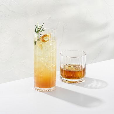 JoyJolt 2-Pack Elle Fluted Highball Juice Tumblers Glasses