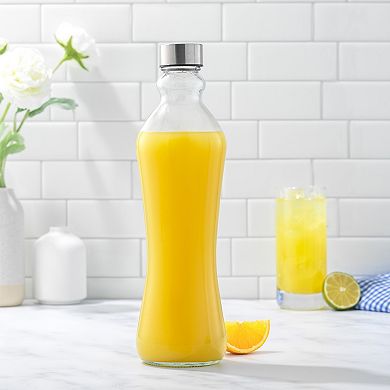 JoyJolt 2-Pack 32-oz. Glass Water Bottles with Stainless Steel Caps