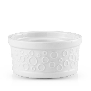 JoyJolt 4-Pack White Embossed Porcelain Ramekins